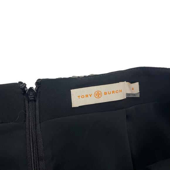 Tory Burch Gray Black Metallic Tweed Wool Mini Skirt Womens 4 AS IS - Picture 4 of 6